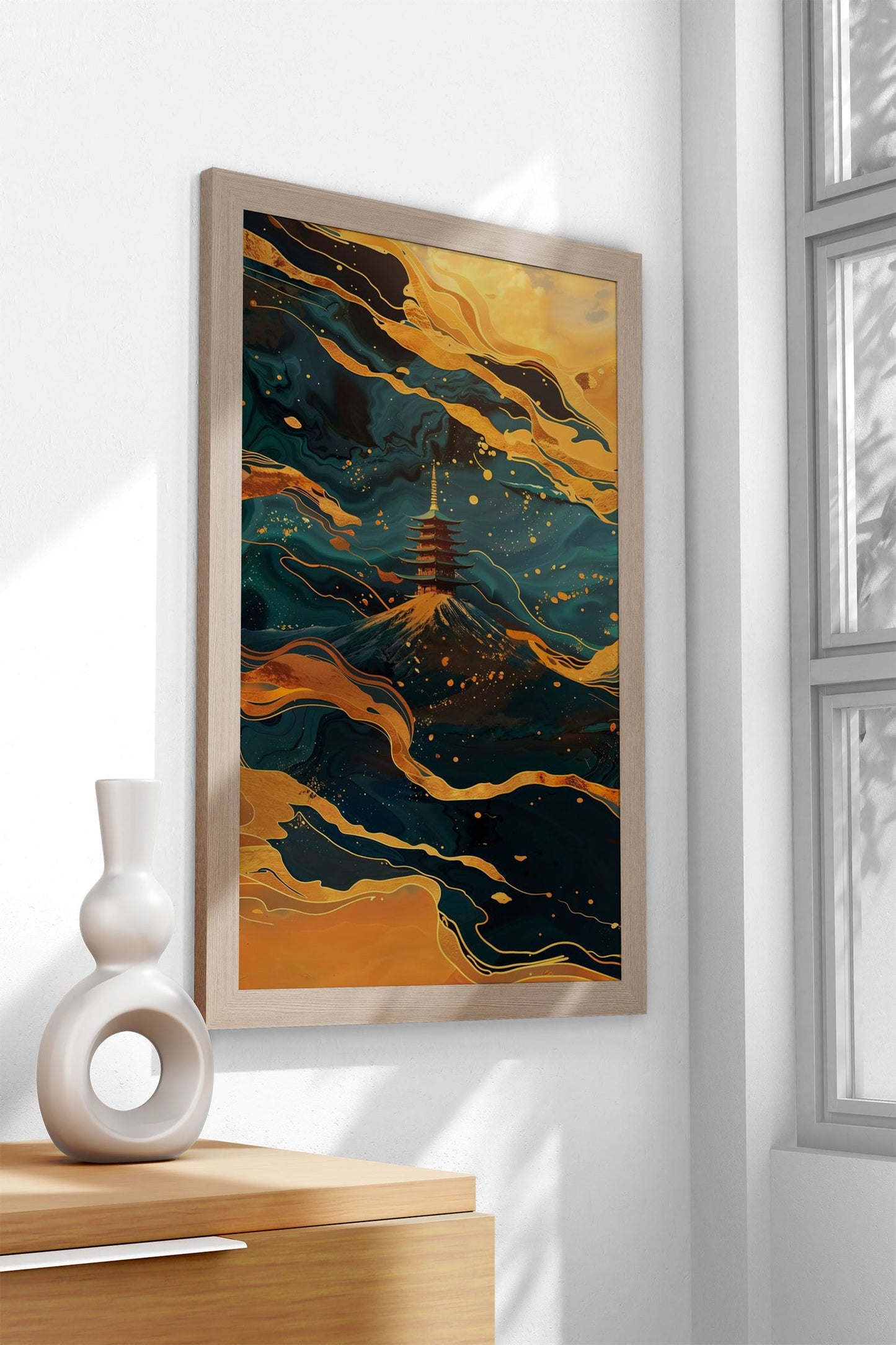GOLDEN PAGODA Asian Style Poster | Wall Art for Home & Office | High-Quality Print