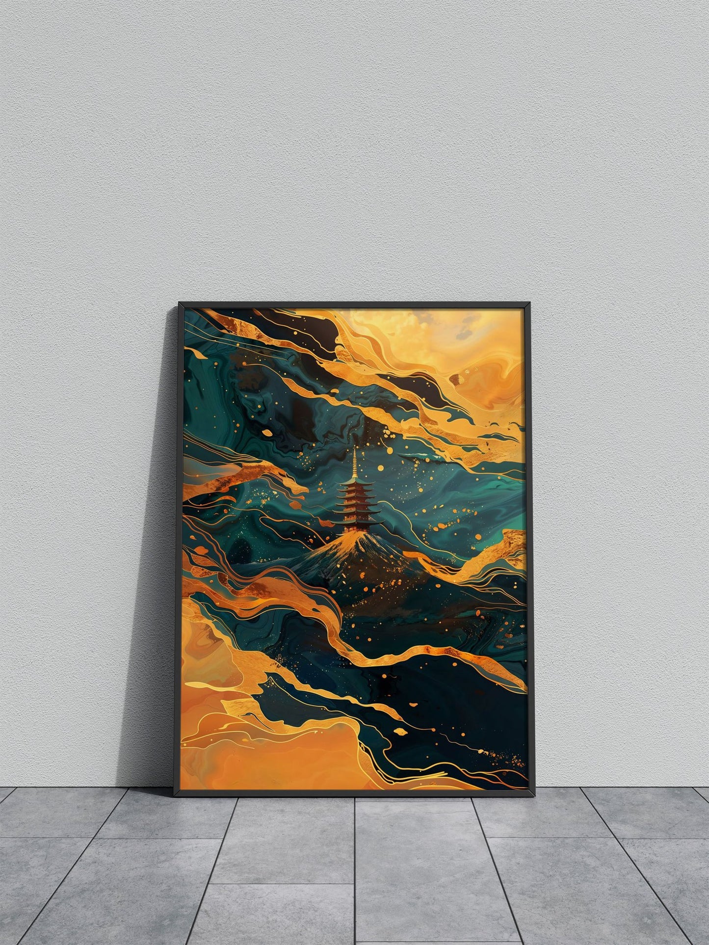 GOLDEN PAGODA Asian Style Poster | Wall Art for Home & Office | High-Quality Print