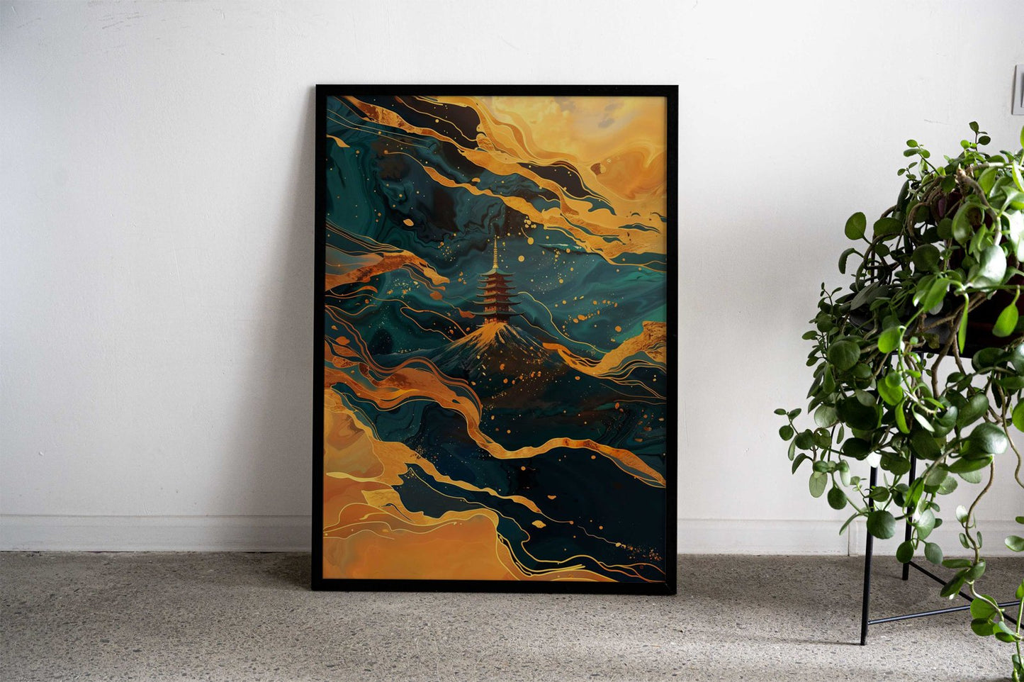 GOLDEN PAGODA Asian Style Poster | Wall Art for Home & Office | High-Quality Print