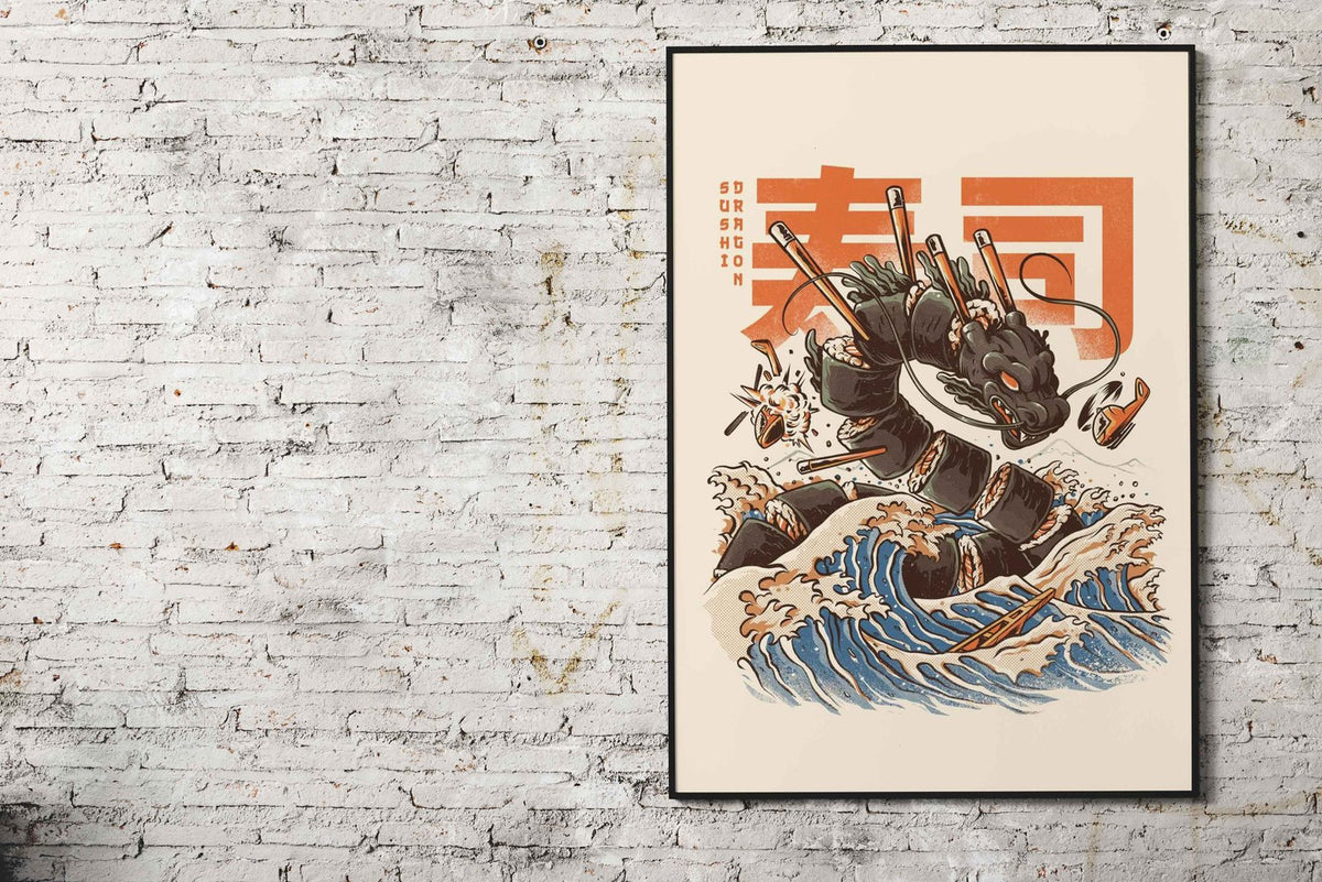 GREAT SUSHI DRAGON Asian Style Poster | Wall Art for Home & Office | High-Quality Print - High-Quality Visual Display