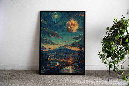 GTR R35 Starry Moon Japan Asian Style Poster | Wall Art for Home & Office | High-Quality Print - High-Quality Visual Display