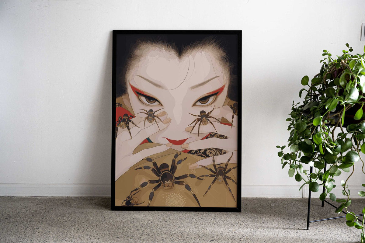 Geisha And Spider Asian Style Poster | Wall Art for Home & Office | High-Quality Print - High-Quality Visual Display