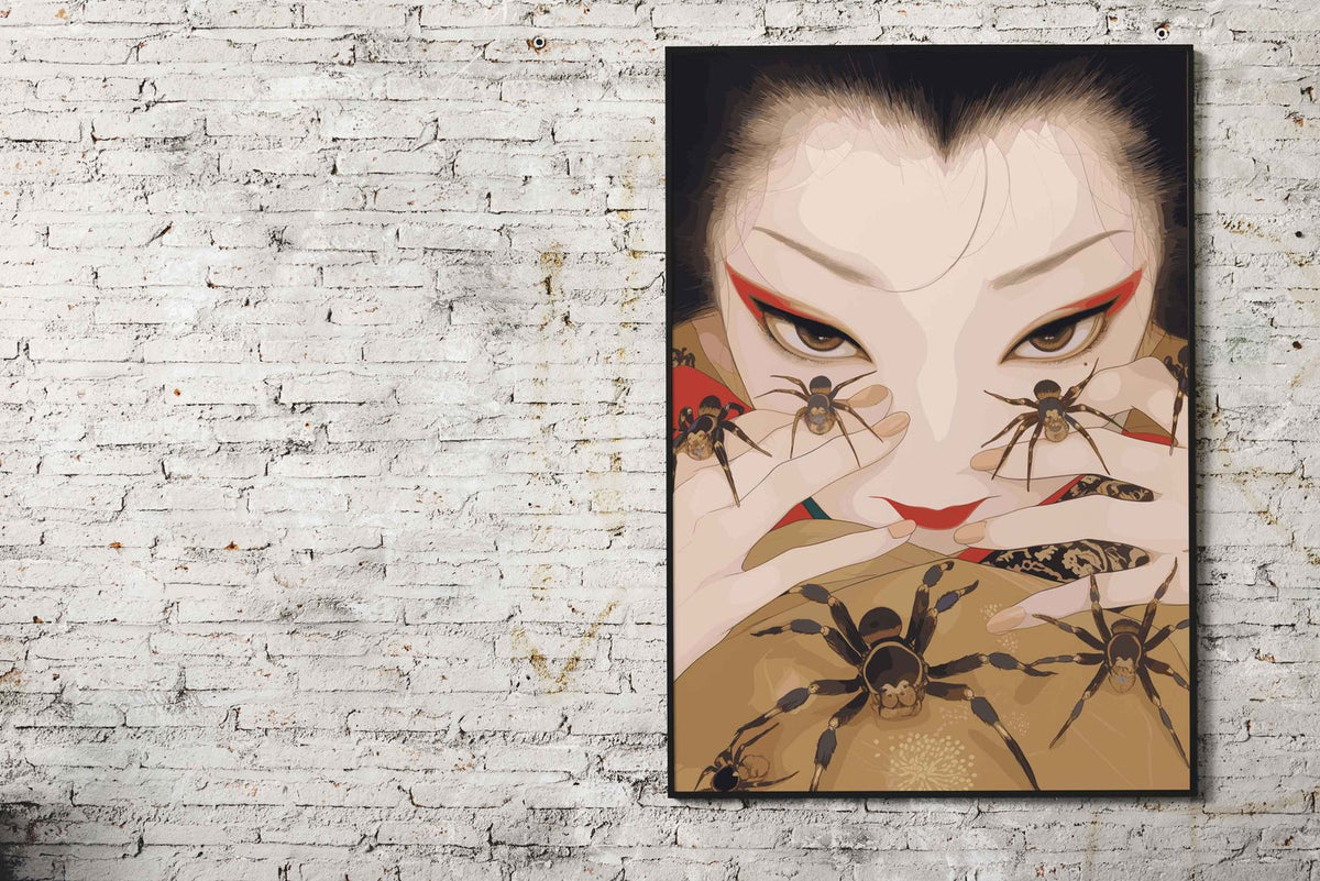 Geisha And Spider Asian Style Poster | Wall Art for Home & Office | High-Quality Print - High-Quality Visual Display