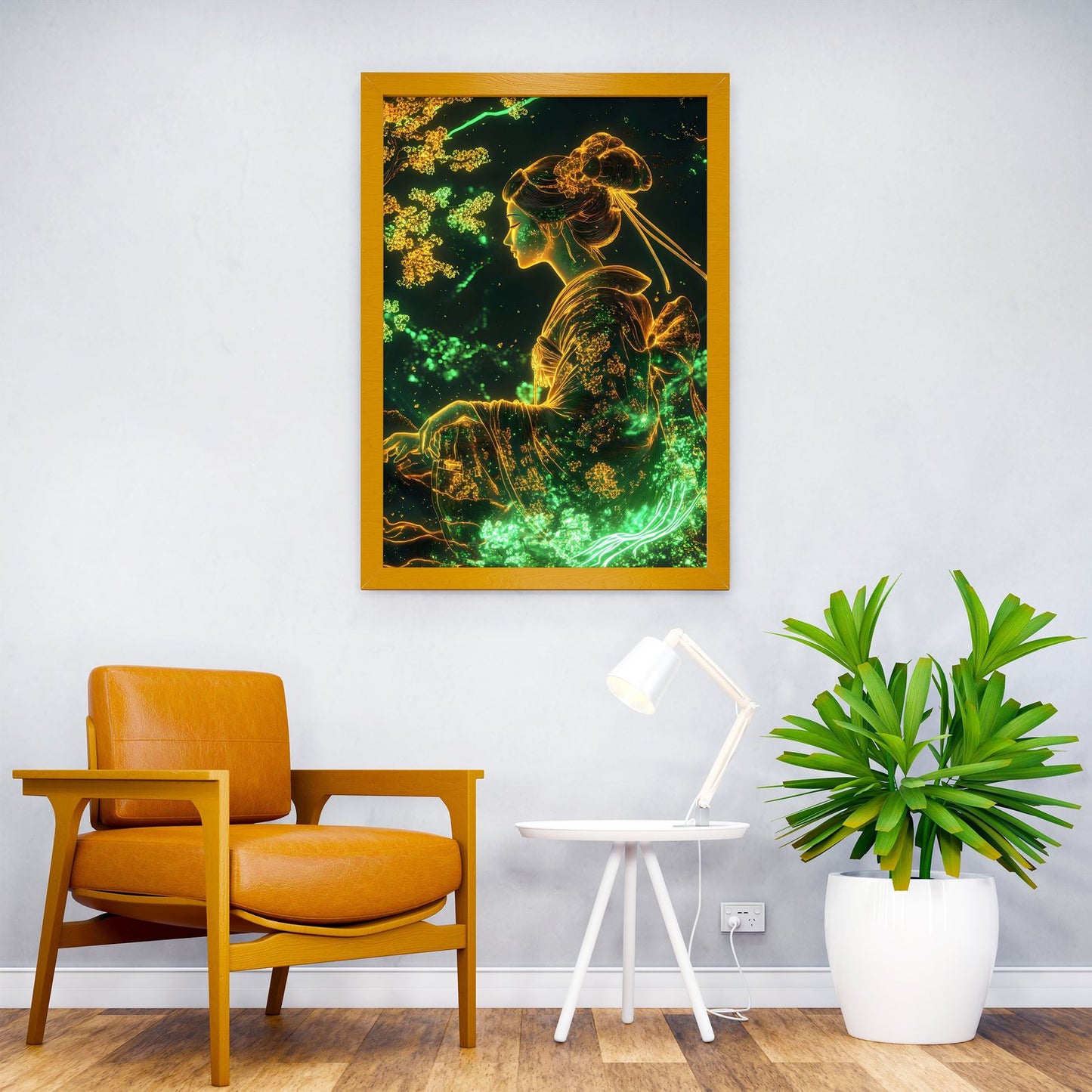 Geisha Bloom Neon Japanese Cherry Blossom Asian Style Poster | Wall Art for Home & Office | High-Quality Print