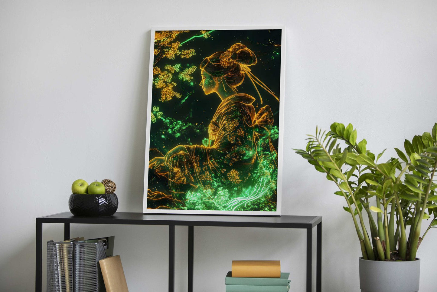 Geisha Bloom Neon Japanese Cherry Blossom Asian Style Poster | Wall Art for Home & Office | High-Quality Print