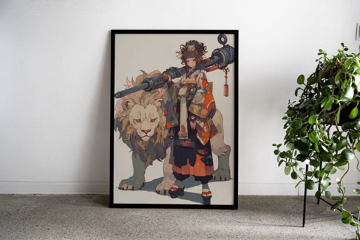 Geisha Canon Lion Clan Asian Style Poster | Wall Art for Home & Office | High-Quality Print - High-Quality Visual Display