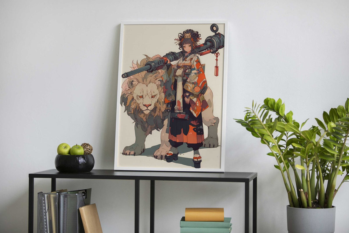 Geisha Canon Lion Clan Asian Style Poster | Wall Art for Home & Office | High-Quality Print - High-Quality Visual Display