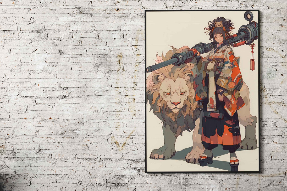 Geisha Canon Lion Clan Asian Style Poster | Wall Art for Home & Office | High-Quality Print - High-Quality Visual Display