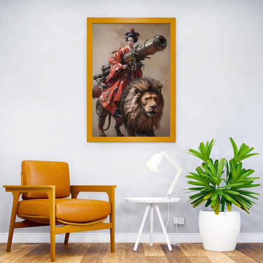 Geisha Canon Lion Asian Style Poster | Wall Art for Home & Office | High-Quality Print - High-Quality Visual Display