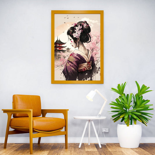 Geisha Cherry Blossom Asian Style Poster | Wall Art for Home & Office | High-Quality Print - High-Quality Visual Display