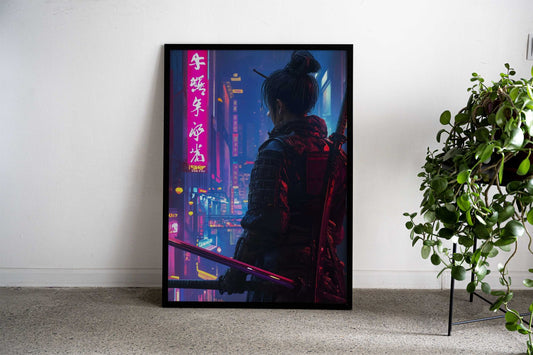 Geisha Cyberpunk Japan Asian Style Poster | Wall Art for Home & Office | High-Quality Print - High-Quality Visual Display