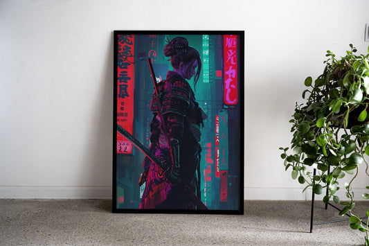 Geisha Cyberpunk Japanese Asian Style Poster | Wall Art for Home & Office | High-Quality Print - High-Quality Visual Display