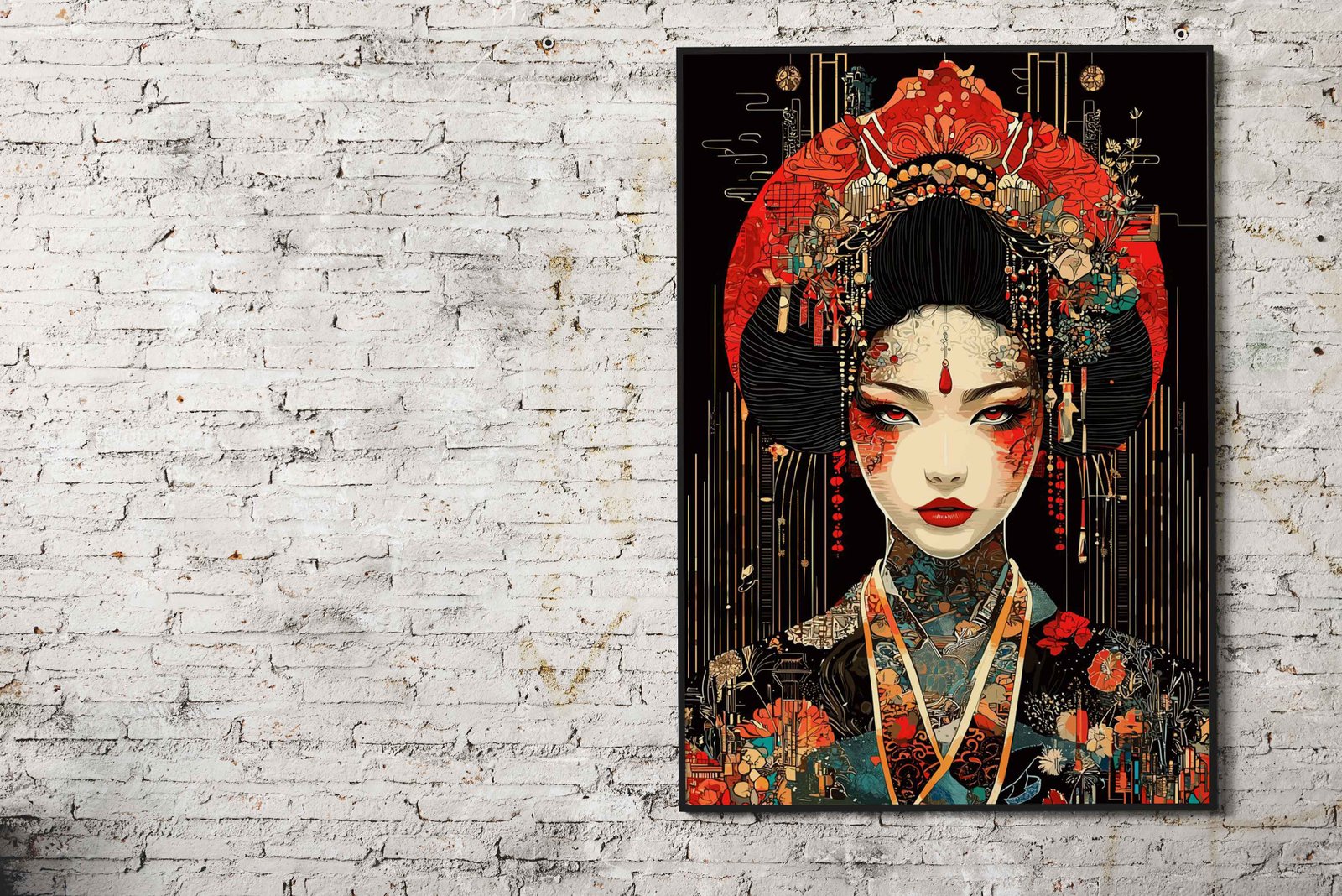 Geisha Digital Art Asian Style Poster | Wall Art for Home & Office | High-Quality Print - High-Quality Visual Display