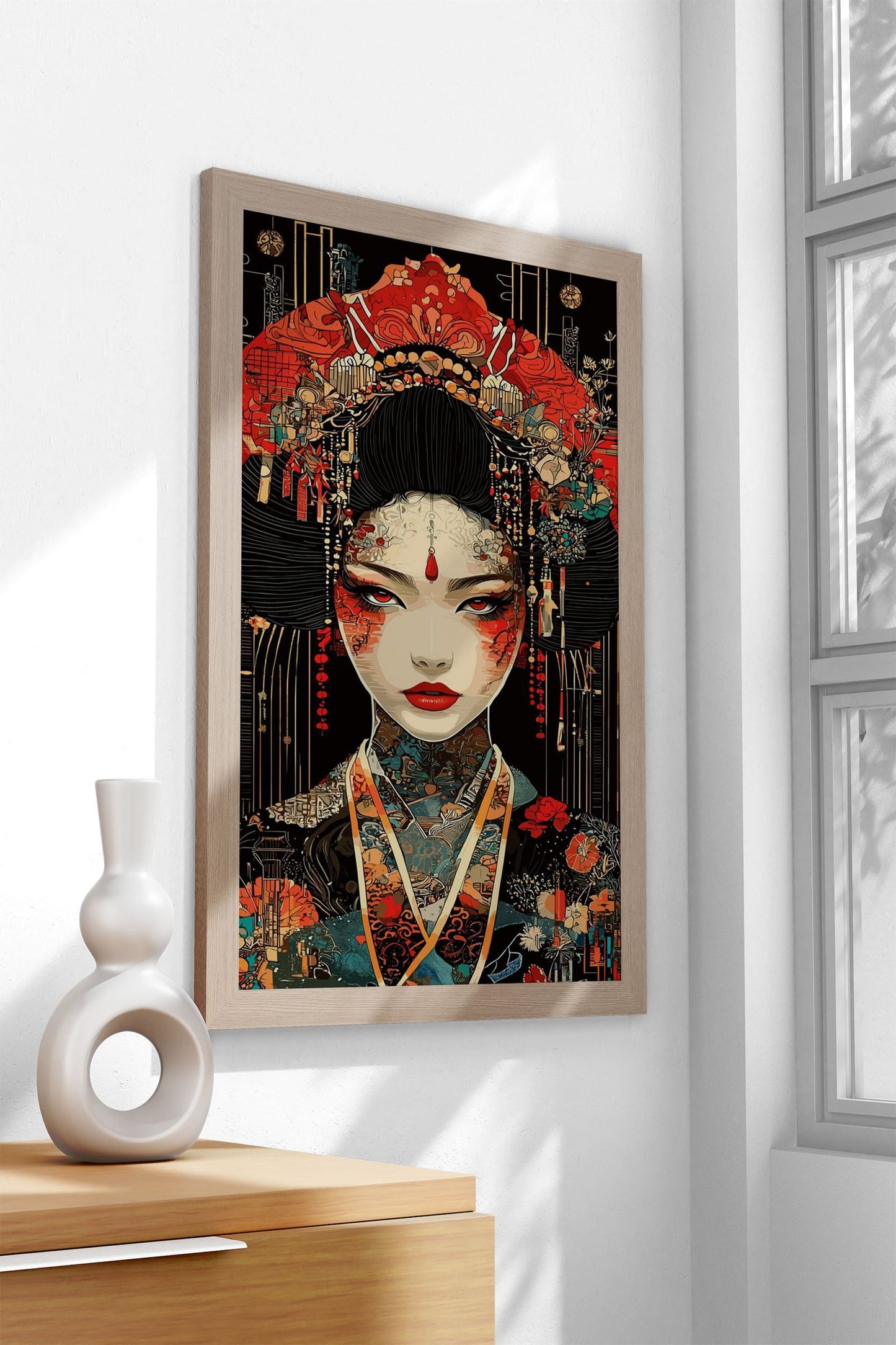 Geisha Digital Art Asian Style Poster | Wall Art for Home & Office | High-Quality Print - High-Quality Visual Display