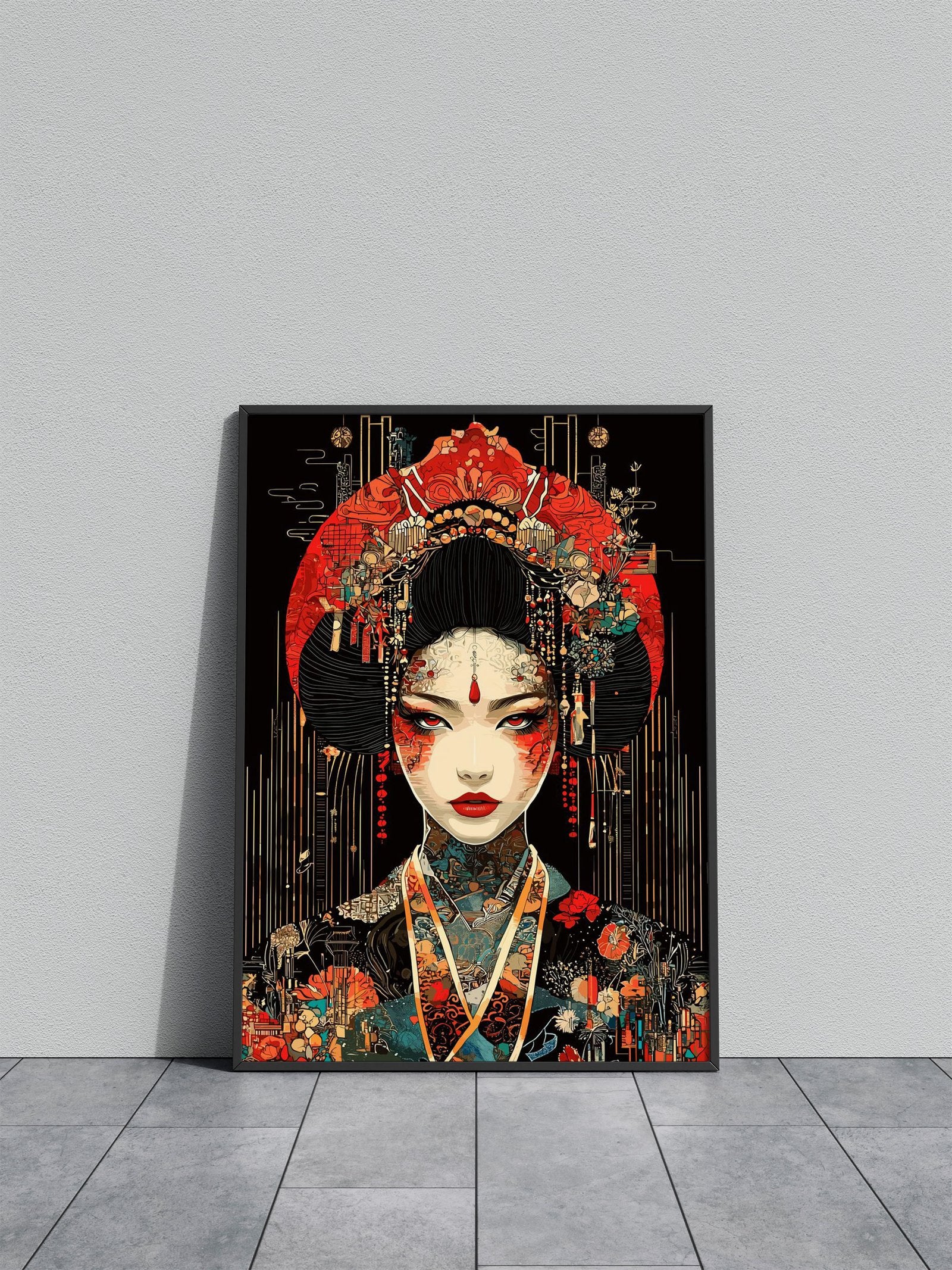 Geisha Digital Art Asian Style Poster | Wall Art for Home & Office | High-Quality Print - High-Quality Visual Display