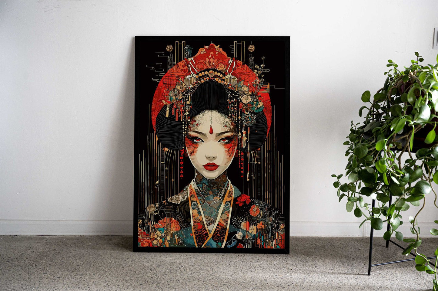 Geisha Digital Art Asian Style Poster | Wall Art for Home & Office | High-Quality Print - High-Quality Visual Display