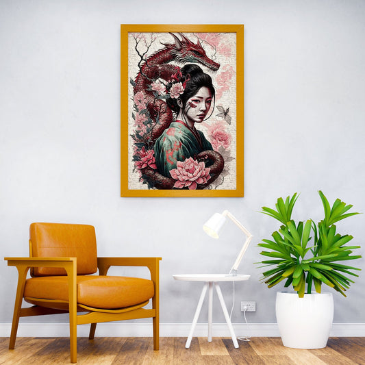 Geisha Dragon 1 Asian Style Poster | Wall Art for Home & Office | High-Quality Print - High-Quality Visual Display
