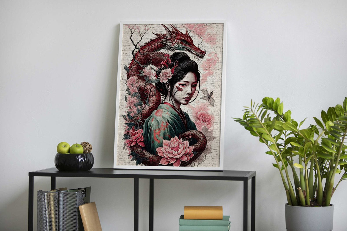 Geisha Dragon 1 Asian Style Poster | Wall Art for Home & Office | High-Quality Print - High-Quality Visual Display