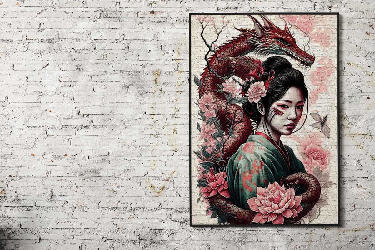 Geisha Dragon 1 Asian Style Poster | Wall Art for Home & Office | High-Quality Print - High-Quality Visual Display
