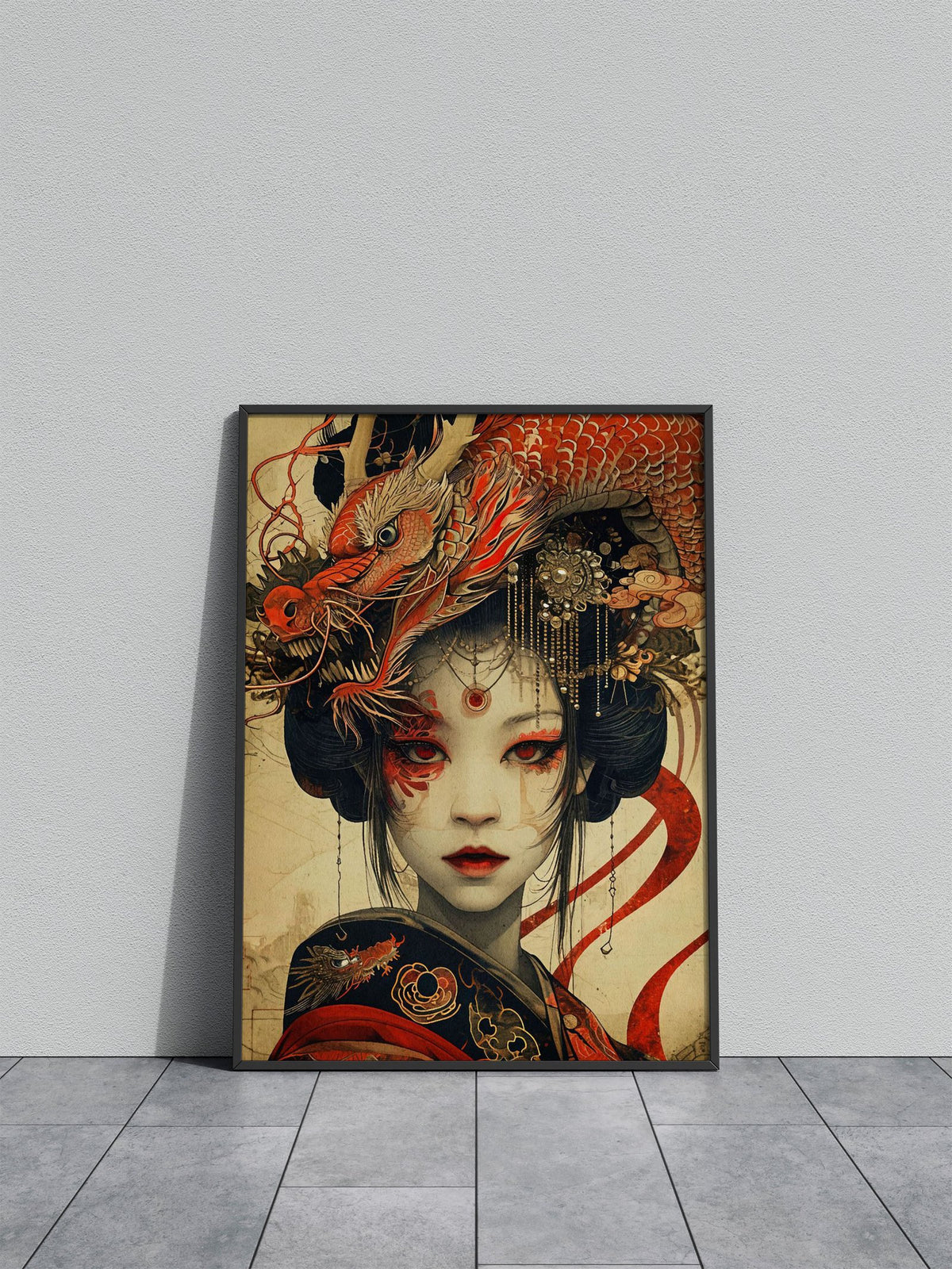 Geisha Dragon Japan Asian Style Poster | Wall Art for Home & Office | High-Quality Print - High-Quality Visual Display