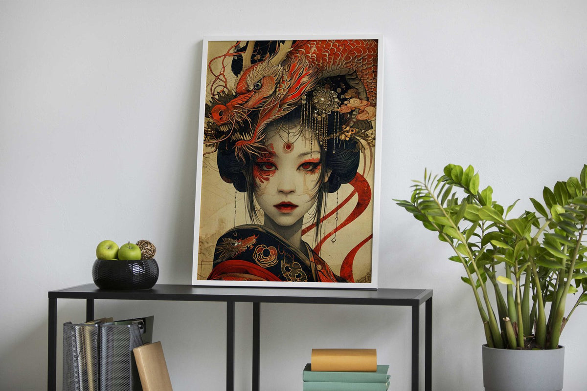Geisha Dragon Japan Asian Style Poster | Wall Art for Home & Office | High-Quality Print - High-Quality Visual Display