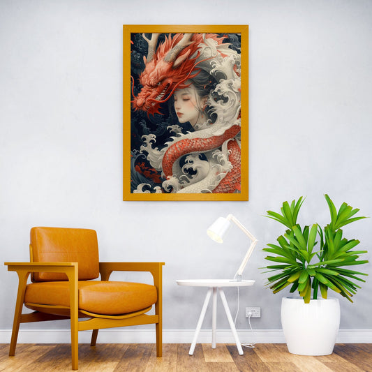 Geisha Dragon Japanese Asian Style Poster | Wall Art for Home & Office | High-Quality Print - High-Quality Visual Display