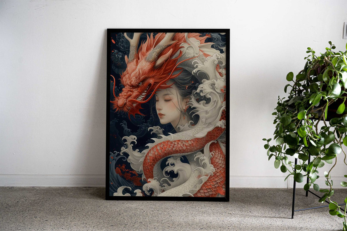 Geisha Dragon Japanese Asian Style Poster | Wall Art for Home & Office | High-Quality Print - High-Quality Visual Display