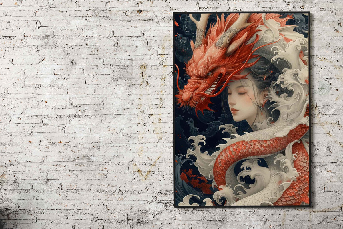 Geisha Dragon Japanese Asian Style Poster | Wall Art for Home & Office | High-Quality Print - High-Quality Visual Display