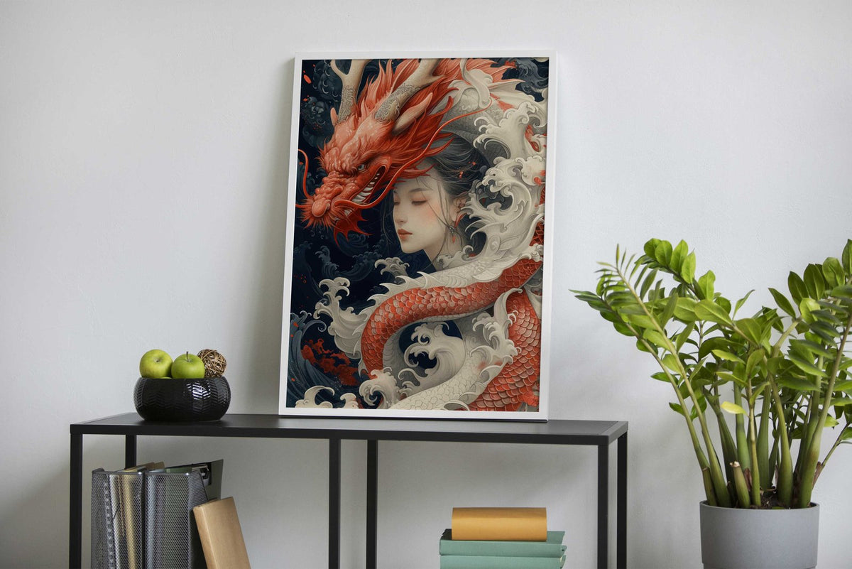 Geisha Dragon Japanese Asian Style Poster | Wall Art for Home & Office | High-Quality Print - High-Quality Visual Display
