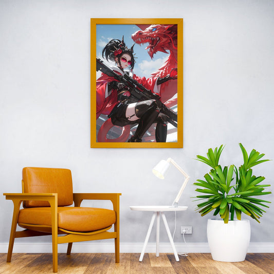 Geisha Dragon Soldier Asian Style Poster | Wall Art for Home & Office | High-Quality Print - High-Quality Visual Display