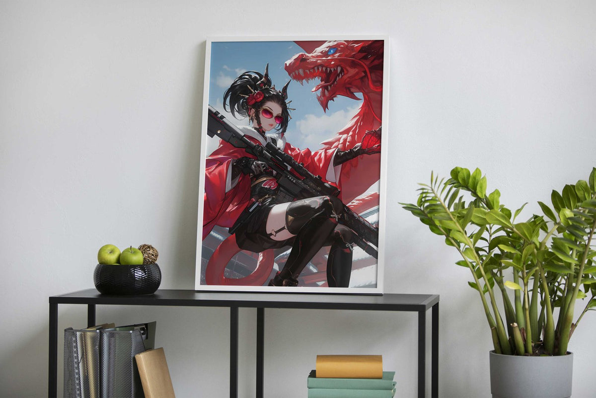 Geisha Dragon Soldier Asian Style Poster | Wall Art for Home & Office | High-Quality Print - High-Quality Visual Display