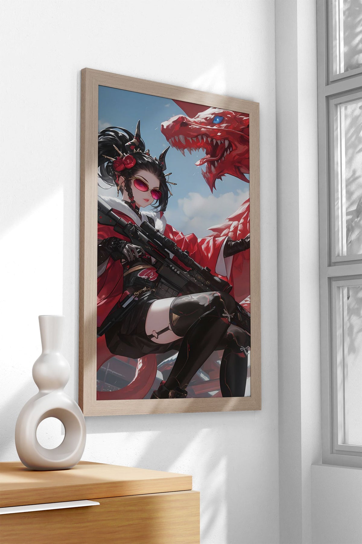 Geisha Dragon Soldier Asian Style Poster | Wall Art for Home & Office | High-Quality Print - High-Quality Visual Display