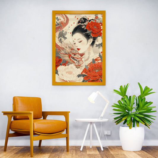 Geisha Dragon Warrior Asian Style Poster | Wall Art for Home & Office | High-Quality Print - High-Quality Visual Display