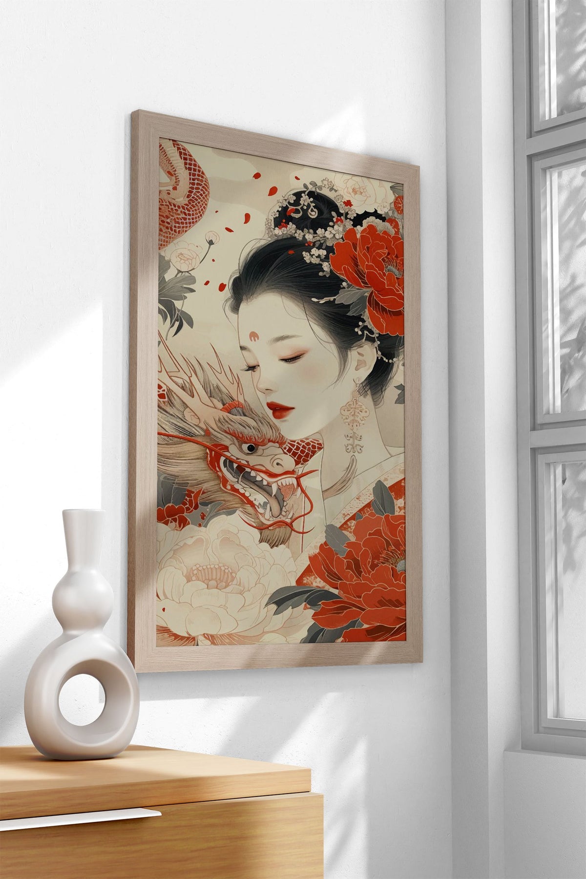 Geisha Dragon Warrior Asian Style Poster | Wall Art for Home & Office | High-Quality Print - High-Quality Visual Display