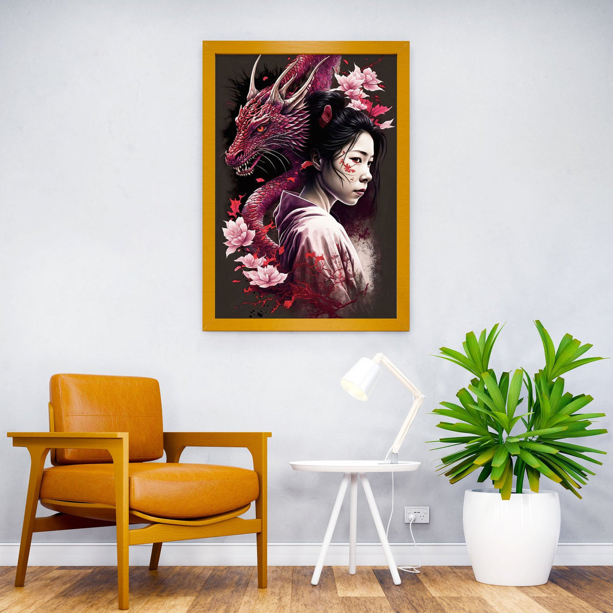 Geisha Dragon Asian Style Poster | Wall Art for Home & Office | High-Quality Print - High-Quality Visual Display