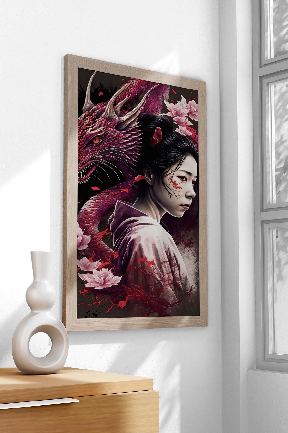 Geisha Dragon Asian Style Poster | Wall Art for Home & Office | High-Quality Print - High-Quality Visual Display