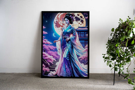 Geisha Fantasy Japan Night Asian Style Poster | Wall Art for Home & Office | High-Quality Print - High-Quality Visual Display