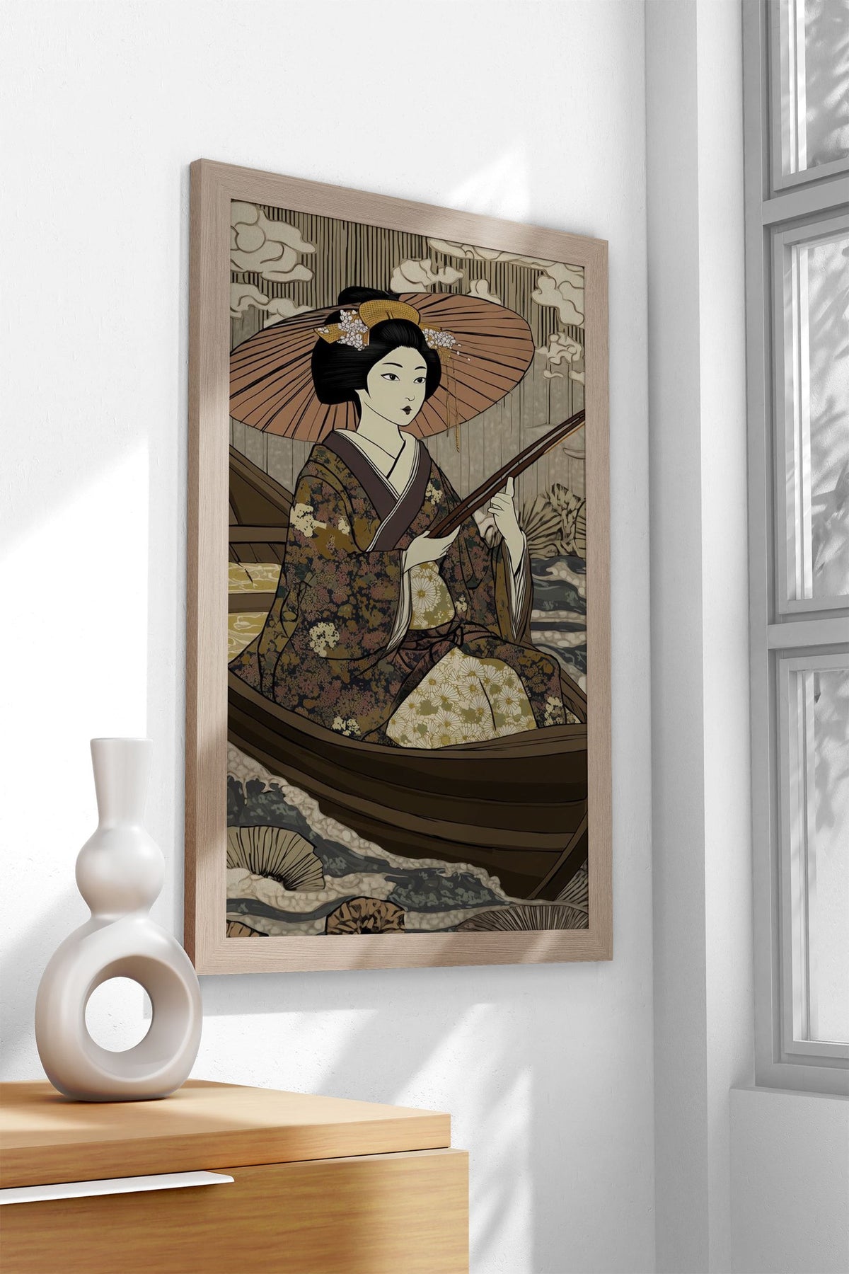 Geisha Fishing Asian Style Poster | Wall Art for Home & Office | High-Quality Print - High-Quality Visual Display