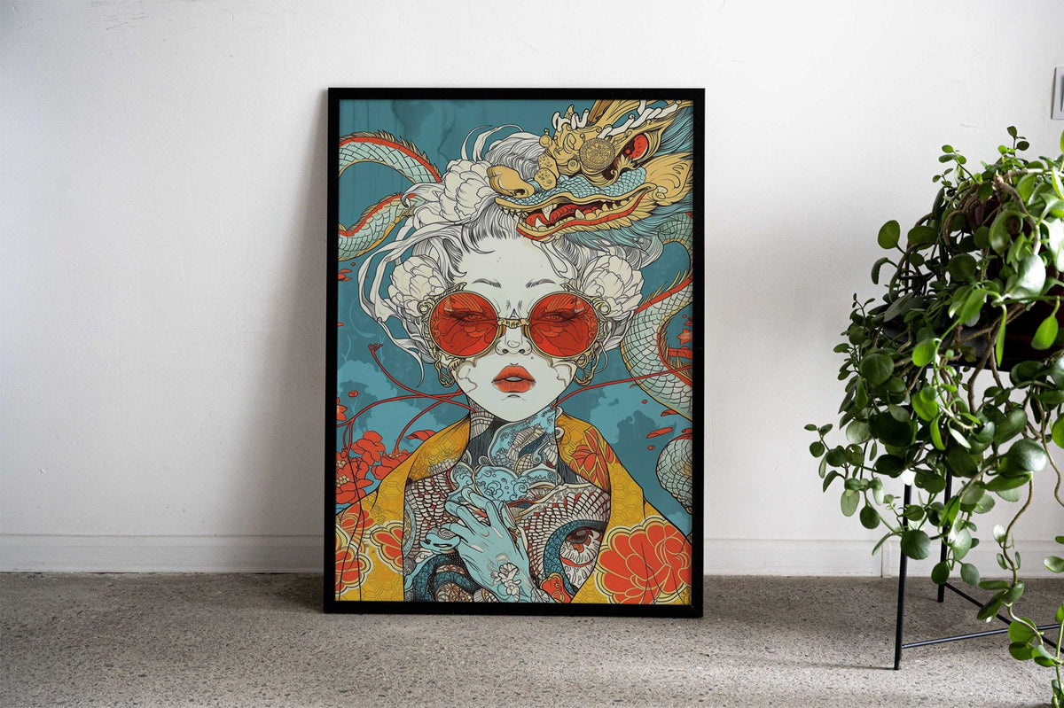 Geisha Guardian Asian Style Poster | Wall Art for Home & Office | High-Quality Print - High-Quality Visual Display