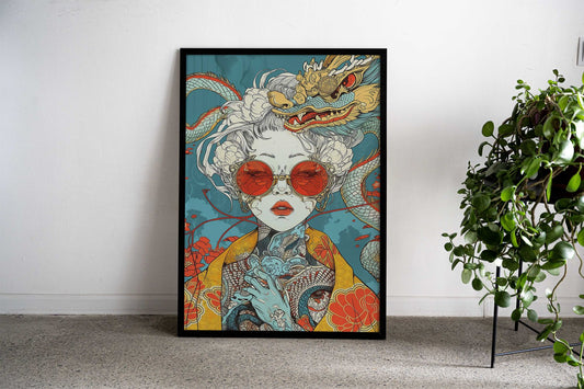 Geisha Guardian Asian Style Poster | Wall Art for Home & Office | High-Quality Print - High-Quality Visual Display