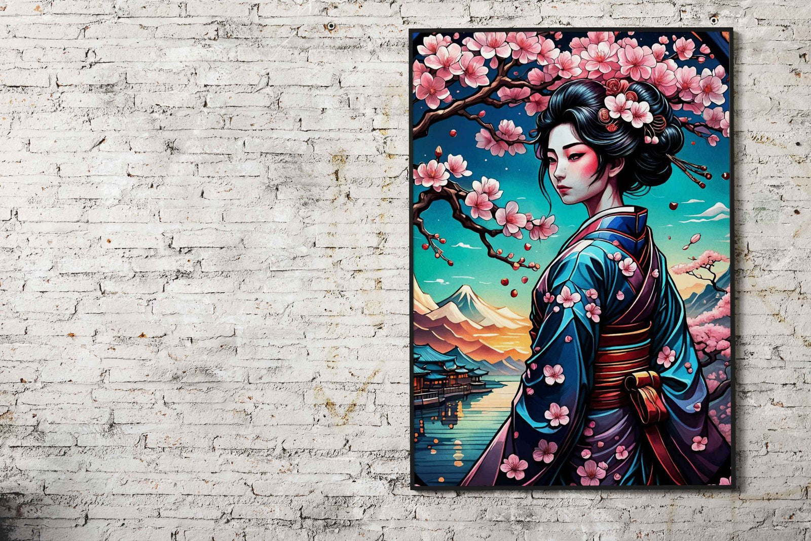 Geisha Japan Cherry Blosso Asian Style Poster | Wall Art for Home & Office | High-Quality Print - High-Quality Visual Display