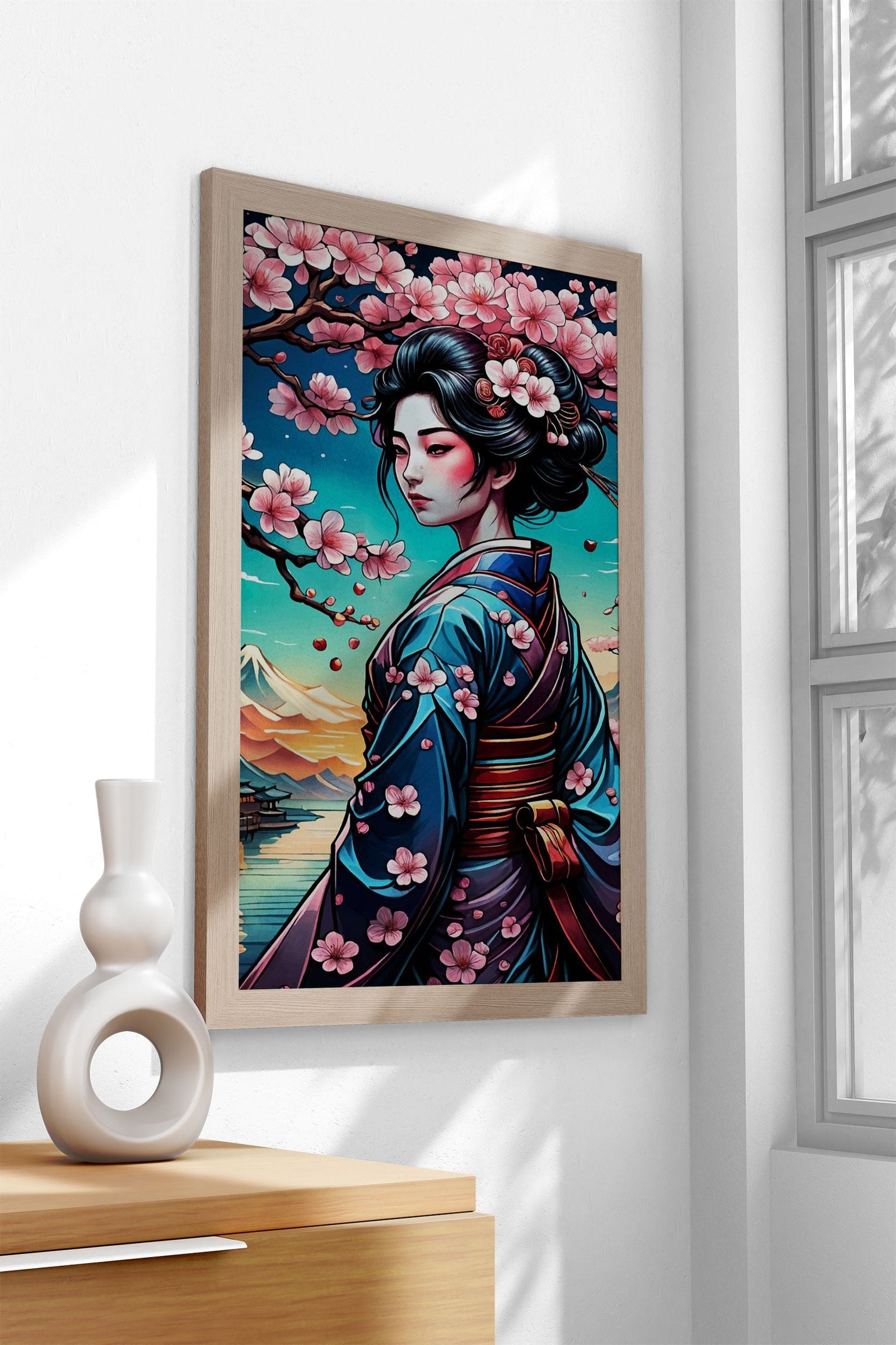 Geisha Japan Cherry Blosso Asian Style Poster | Wall Art for Home & Office | High-Quality Print - High-Quality Visual Display