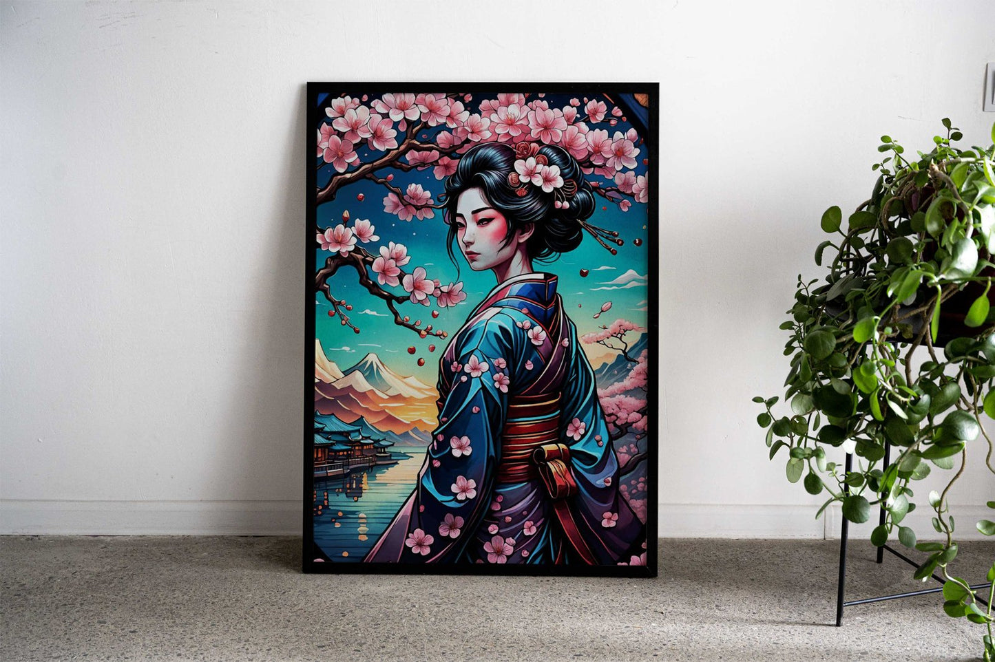 Geisha Japan Cherry Blosso Asian Style Poster | Wall Art for Home & Office | High-Quality Print - High-Quality Visual Display