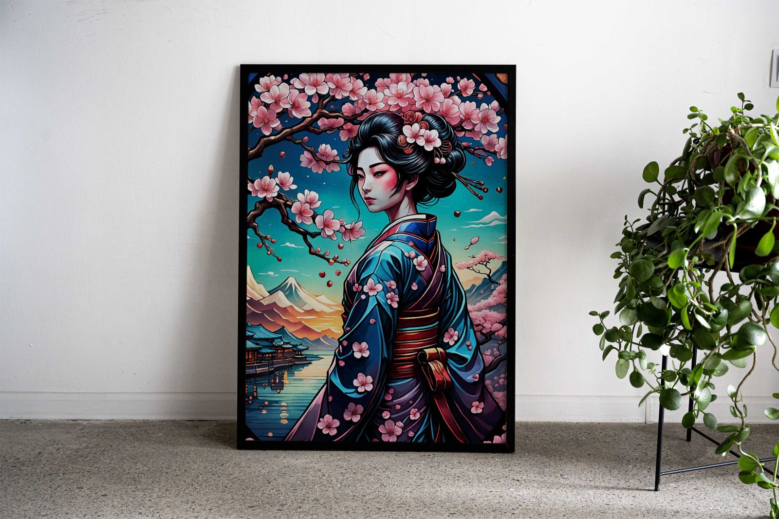 Geisha Japan Cherry Blosso Asian Style Poster | Wall Art for Home & Office | High-Quality Print - High-Quality Visual Display