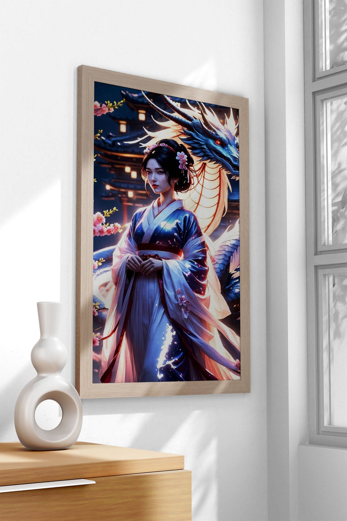 Geisha Japan Dragon Cherry Asian Style Poster | Wall Art for Home & Office | High-Quality Print - High-Quality Visual Display