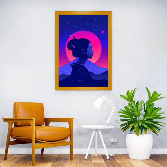 Geisha Japan Retrowave Asian Style Poster | Wall Art for Home & Office | High-Quality Print - High-Quality Visual Display