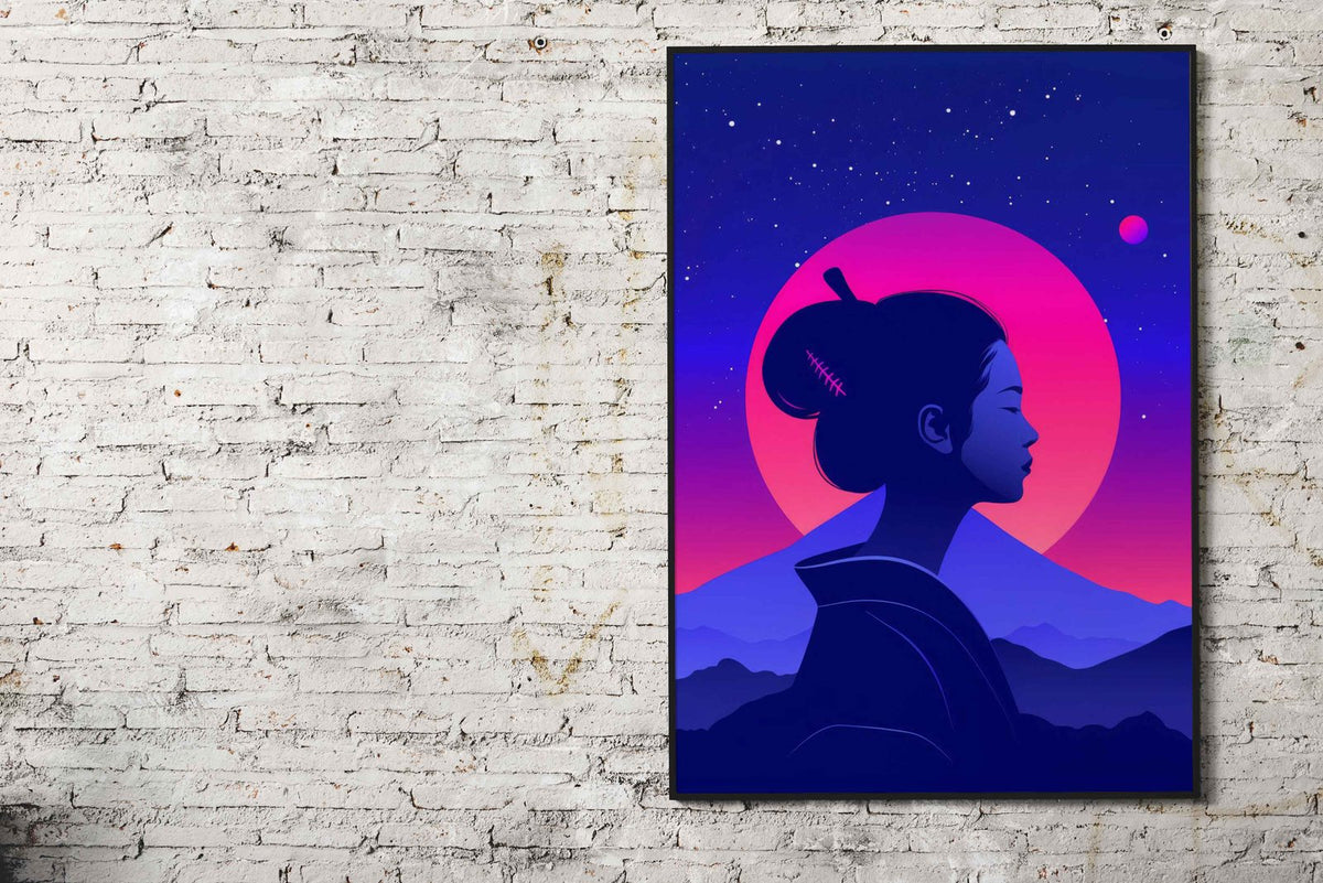 Geisha Japan Retrowave Asian Style Poster | Wall Art for Home & Office | High-Quality Print - High-Quality Visual Display