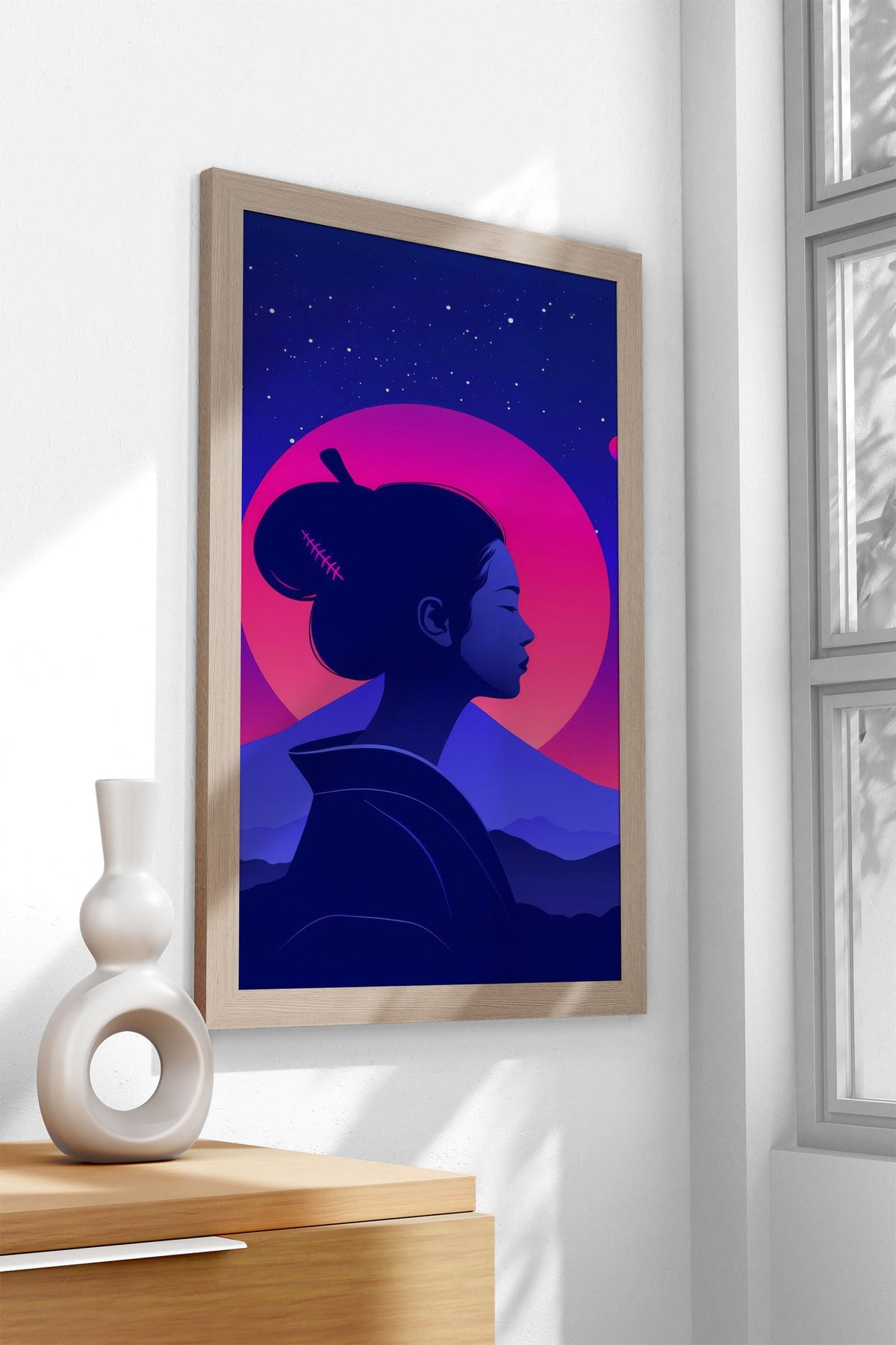 Geisha Japan Retrowave Asian Style Poster | Wall Art for Home & Office | High-Quality Print - High-Quality Visual Display