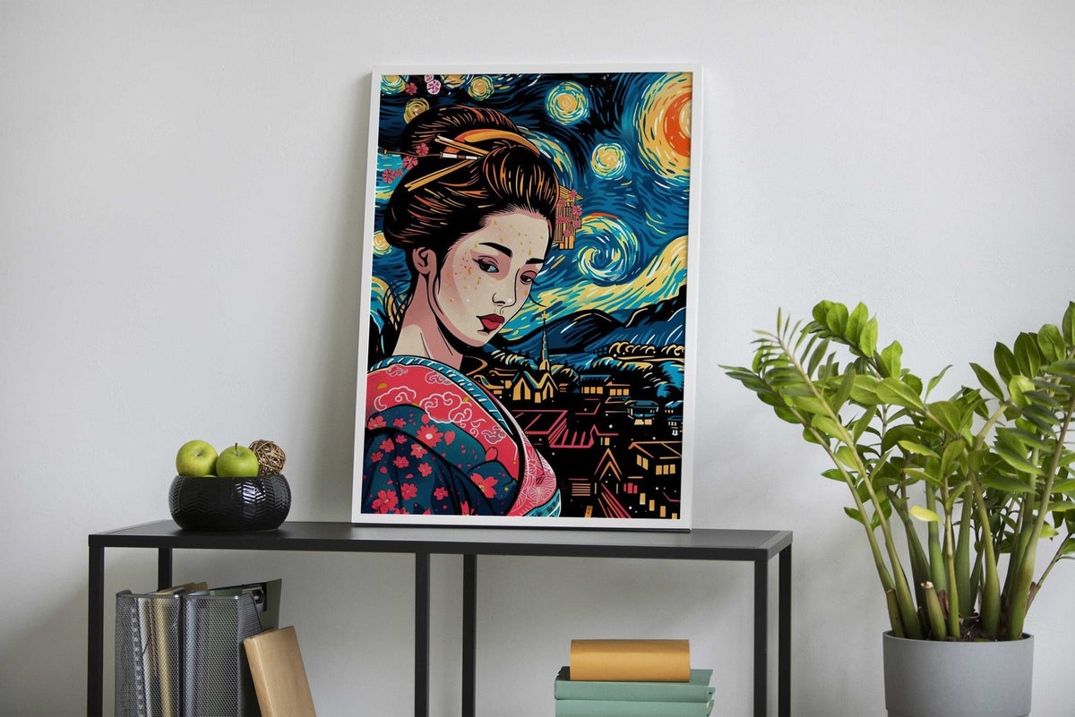 Geisha Japan Van Gogh Asian Style Poster | Wall Art for Home & Office | High-Quality Print - High-Quality Visual Display