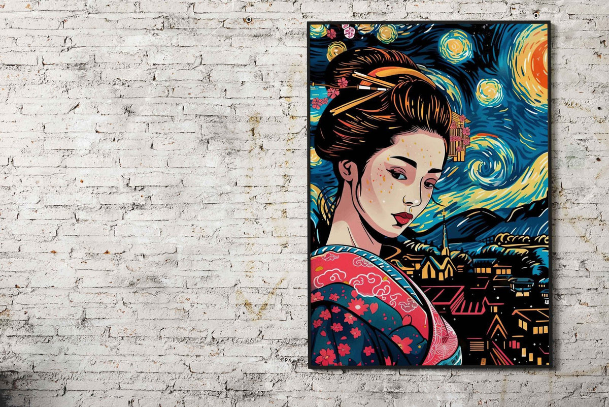 Geisha Japan Van Gogh Asian Style Poster | Wall Art for Home & Office | High-Quality Print - High-Quality Visual Display